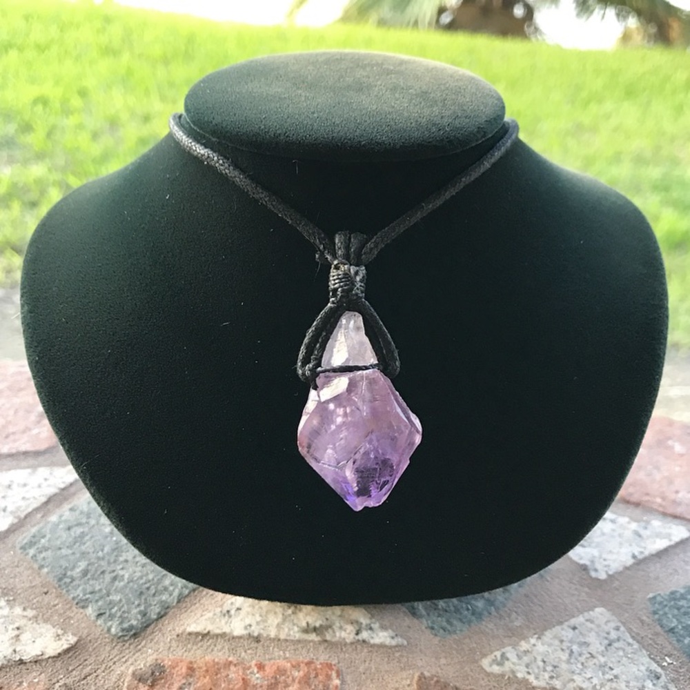 Genuine raw amethyst crystal rock gem necklace - Picture 5 of 8
